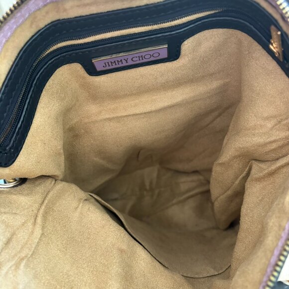 Jimmy Choo Black Leather Mave Foldover Clutch Carry Bag Authentic - Picture 8 of 17